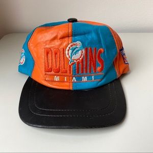 Vintage 80s Miami Dolphins Leather Snapback Hat